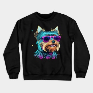 Cool Yorkie with Sunglasses Crewneck Sweatshirt